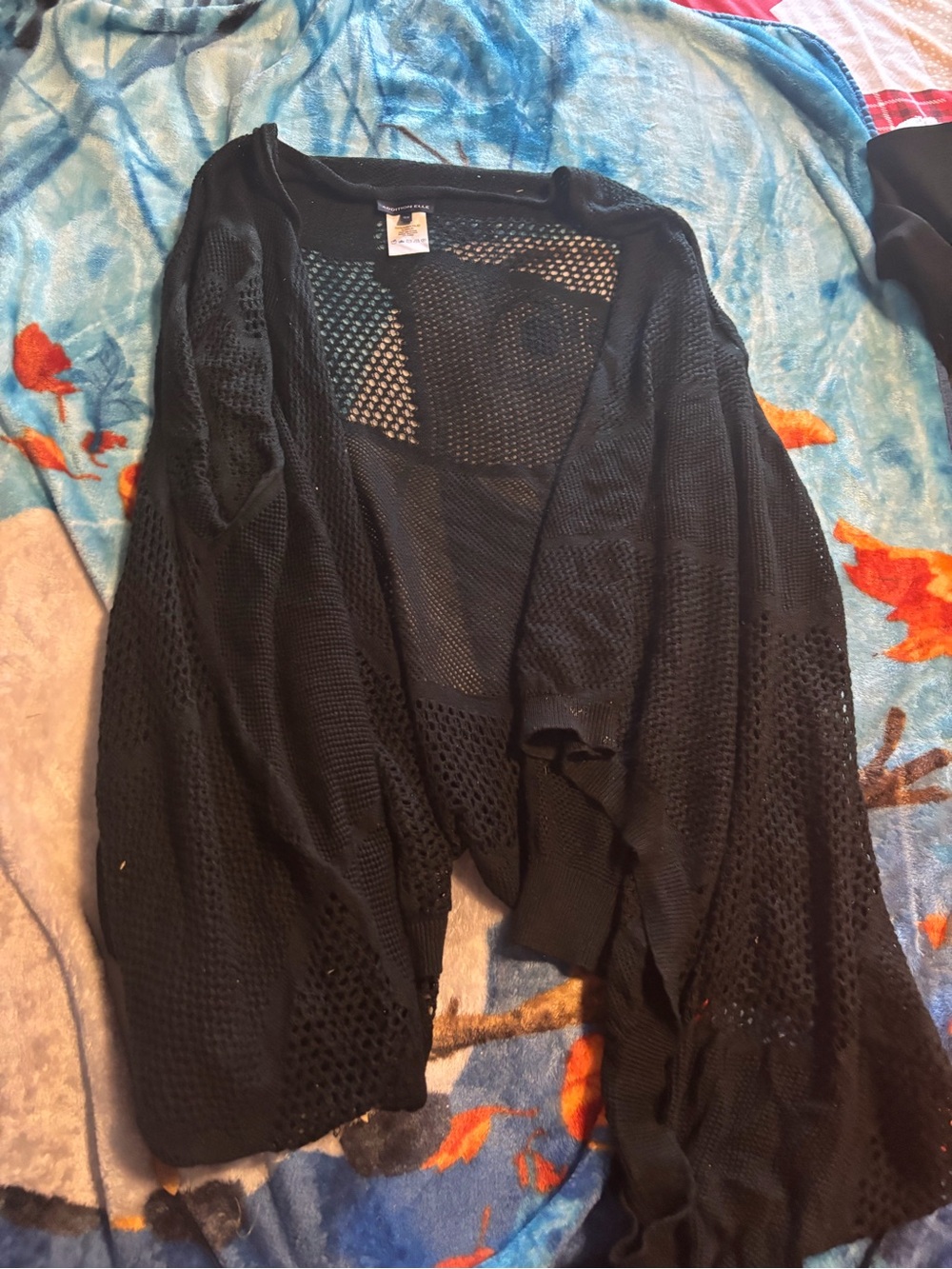 Addition Elle Black Openwork Mesh Cardigan
